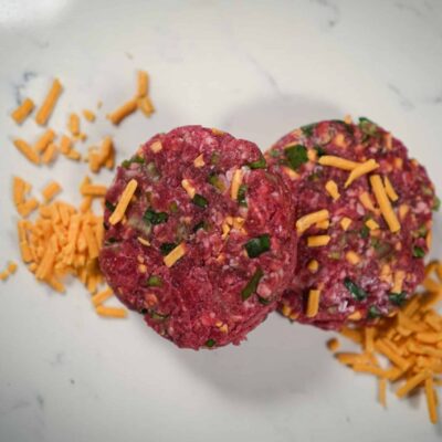 Gourmet Steak, Spring Onion and Cheese Burgers x2 6oz