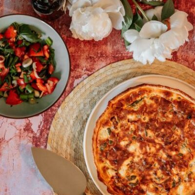 Chorizo, Feta and Red Onion Quiche (Plate Size)